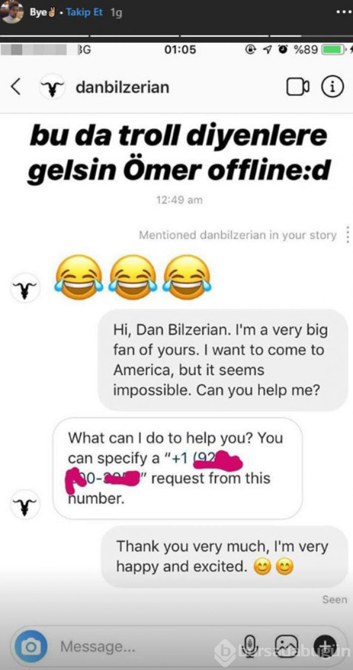 İzmitli Ömer Dan Bilzerian'ın davetlisi
