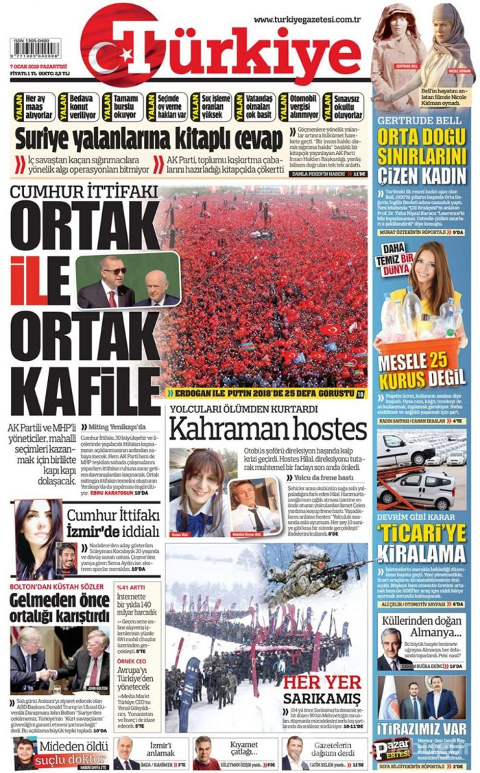 Günün gazete manşetleri - 7 Ocak 2019
