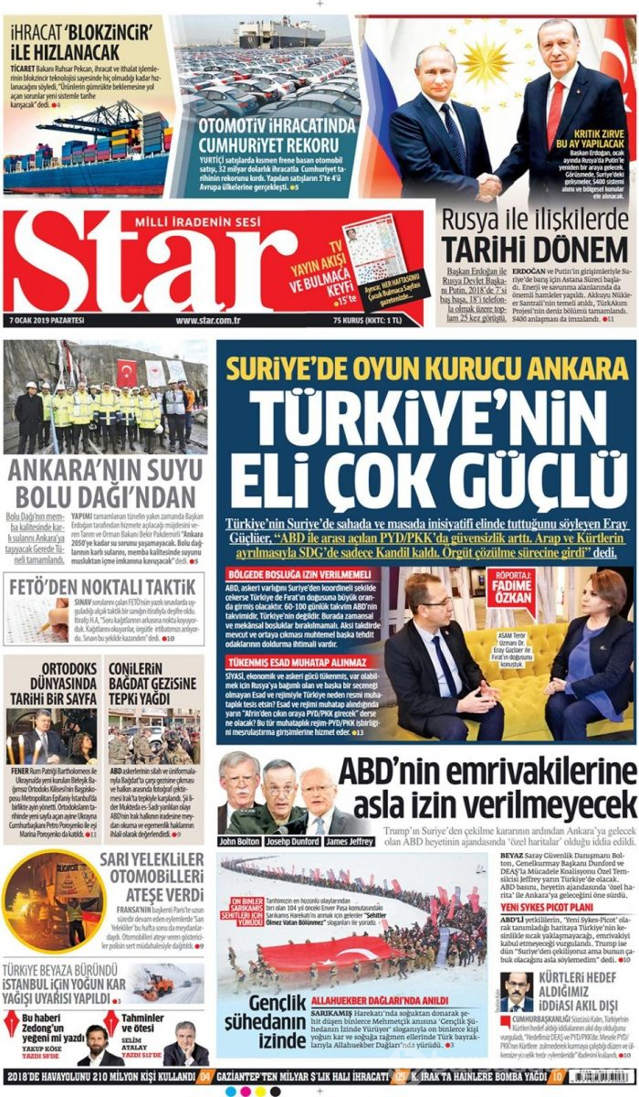 Günün gazete manşetleri - 7 Ocak 2019