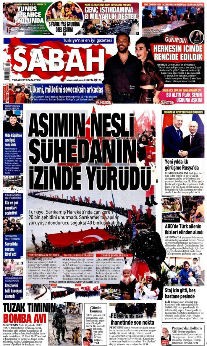Günün gazete manşetleri - 7 Ocak 2019