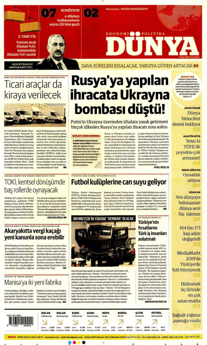 Günün gazete manşetleri - 7 Ocak 2019