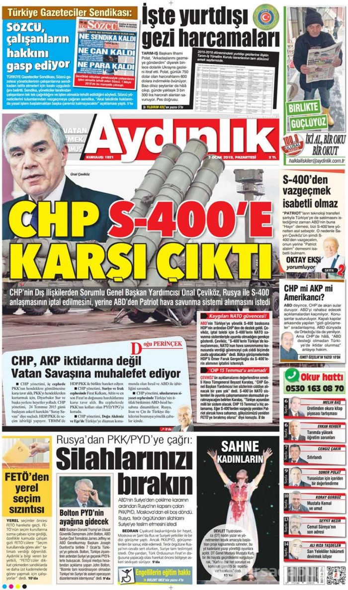 Günün gazete manşetleri - 7 Ocak 2019