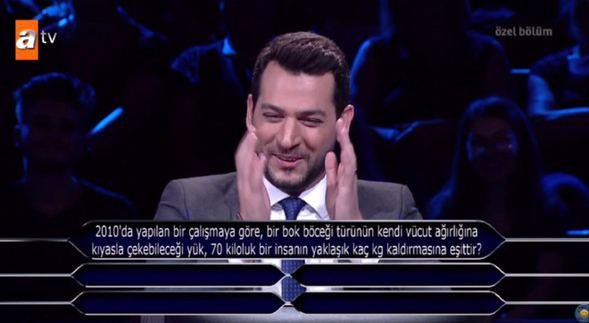 Kim Milyoner Olmak İster'de bok böceği sorusu Murat Yıldırım'ı kahkahaya boğdu
