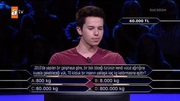 Kim Milyoner Olmak İster'de bok böceği sorusu Murat Yıldırım'ı kahkahaya boğdu
