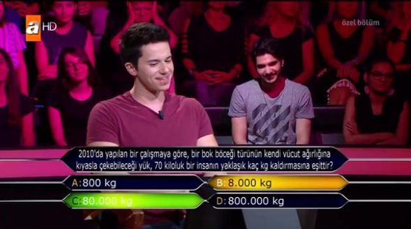 Kim Milyoner Olmak İster'de bok böceği sorusu Murat Yıldırım'ı kahkahaya boğdu
