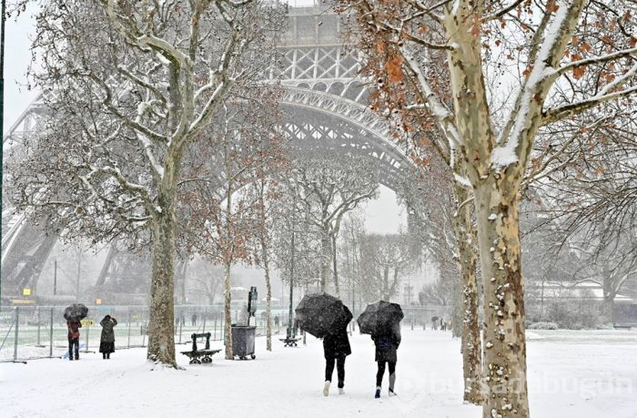  Paris'in sembolü Eyfel Kulesi kar nedeniyle ziyaretçilere kapatıldı 