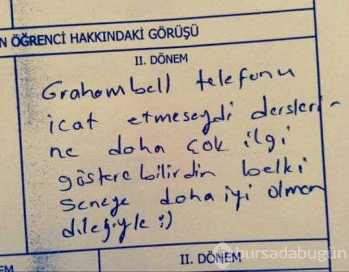 Görenlerin yüzünü güldüren karne notları
