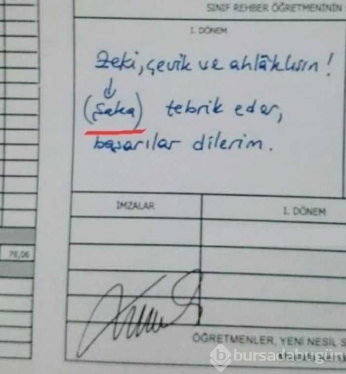 Görenlerin yüzünü güldüren karne notları
