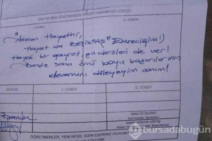 Görenlerin yüzünü güldüren karne notları
