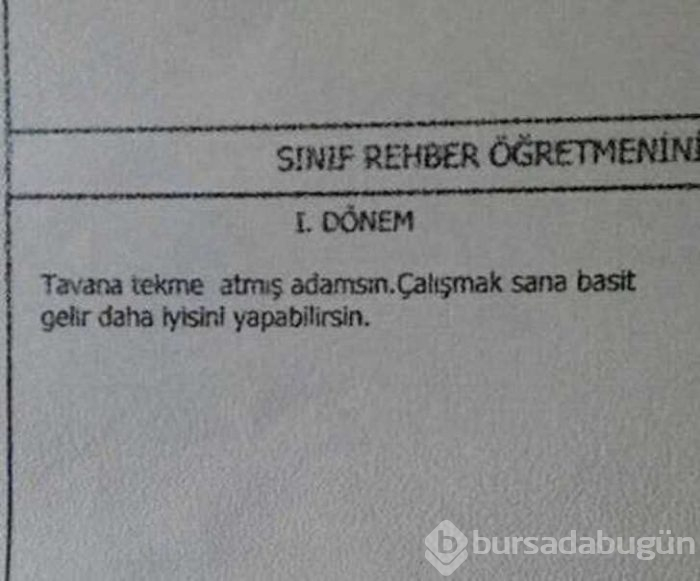 Görenlerin yüzünü güldüren karne notları
