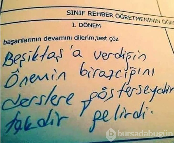 Görenlerin yüzünü güldüren karne notları
