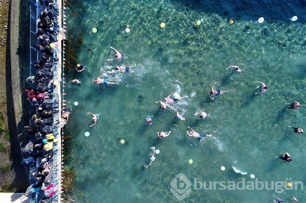 Soğuk havada gölette yüzdüler 
