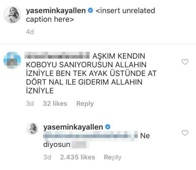 Yasemin Allen'den takipçisine olay yanıt!
