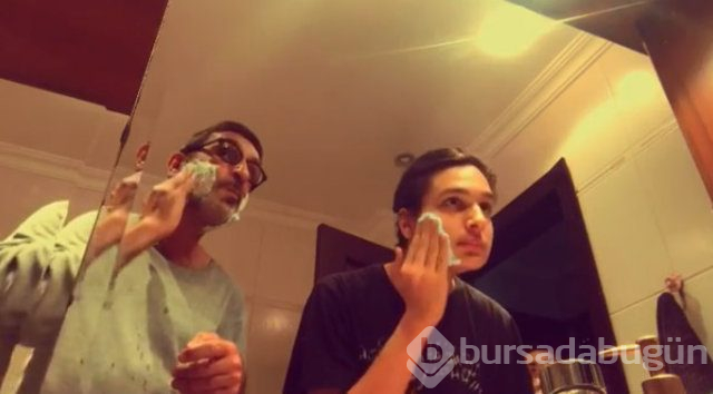 Cem Özer oğlu Nejat'a sakal tıraşı olmayı öğretti
