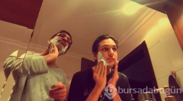 Cem Özer oğlu Nejat'a sakal tıraşı olmayı öğretti
