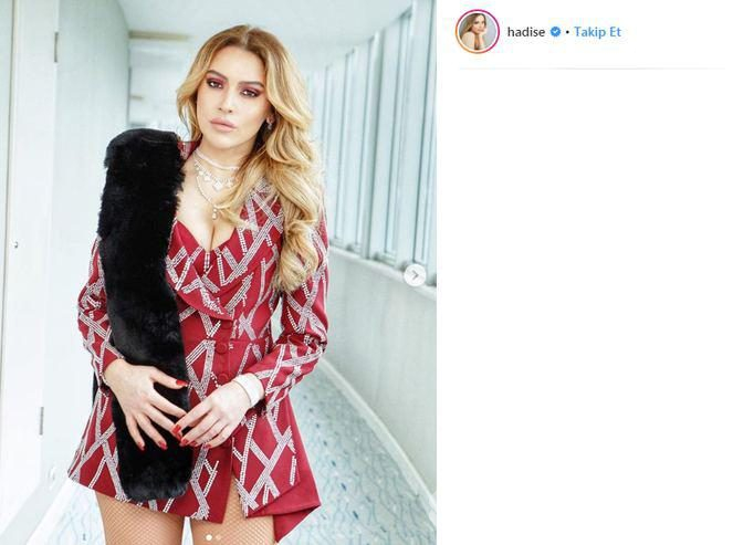 Hadise kırmızı elbisesini paylaşmaya doyamadı
