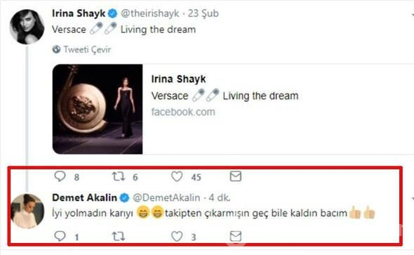 Demet Akalın'dan Irina Shayk'a tweet: İyi yolmadın...

