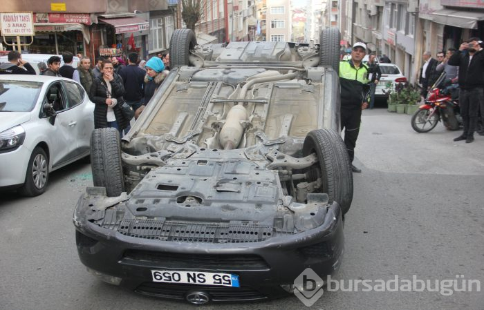 Takla atan otomobilden burnu bile kanamadan kurtuldu
