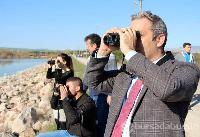 Suların yükseldiği gölün ilk konukları geldi
