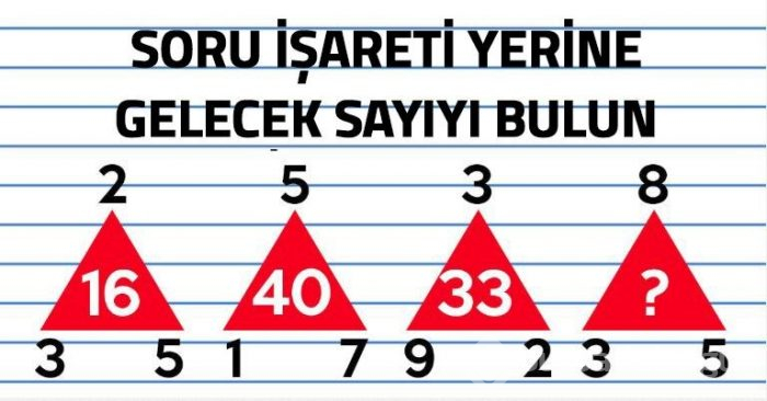 Soru işareti yerine hangi sayı gelmeli? (Zeka testi)
