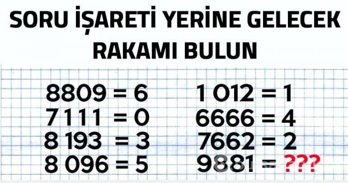 Soru işareti yerine hangi sayı gelmeli? (Zeka testi)