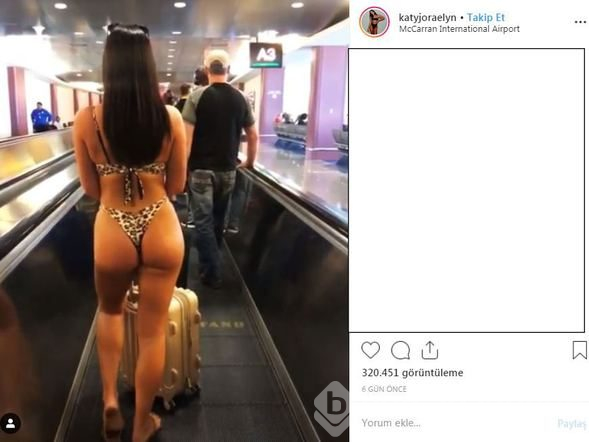  Havalimanında bikiniyle gezdi 