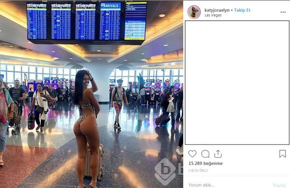  Havalimanında bikiniyle gezdi 