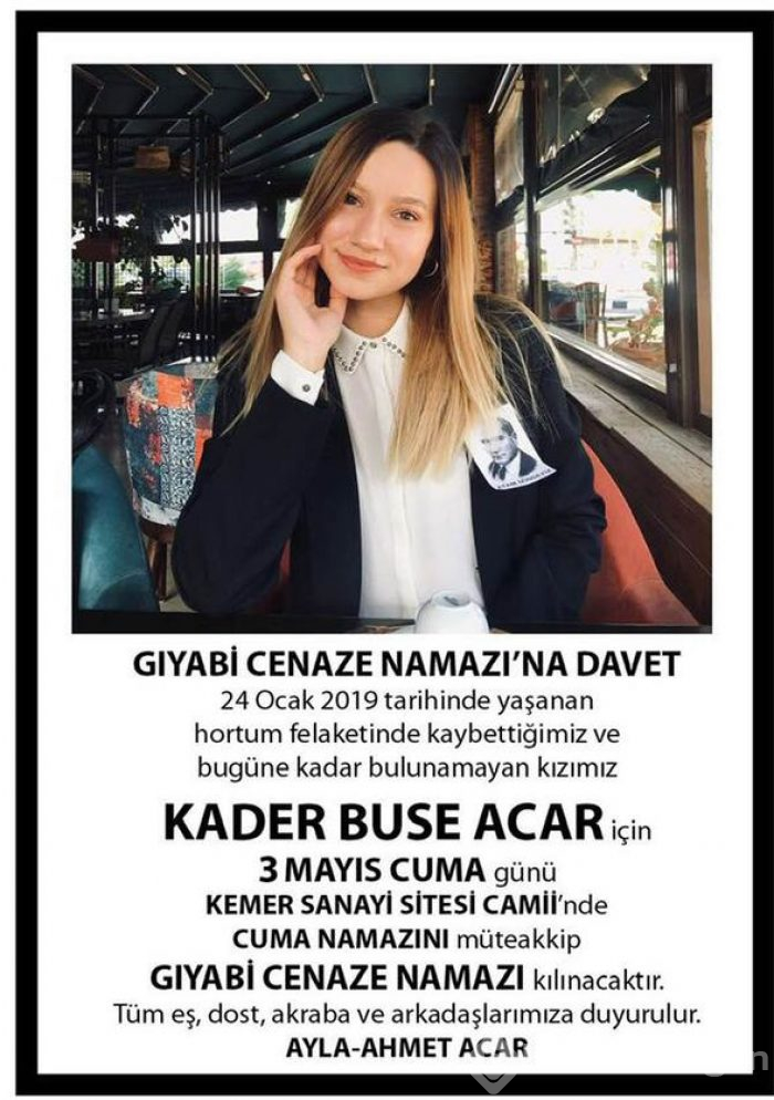 Tam 100'üncü gününde... Derede kaybolan Buse için gıyabi cenaze namazı kılındı
