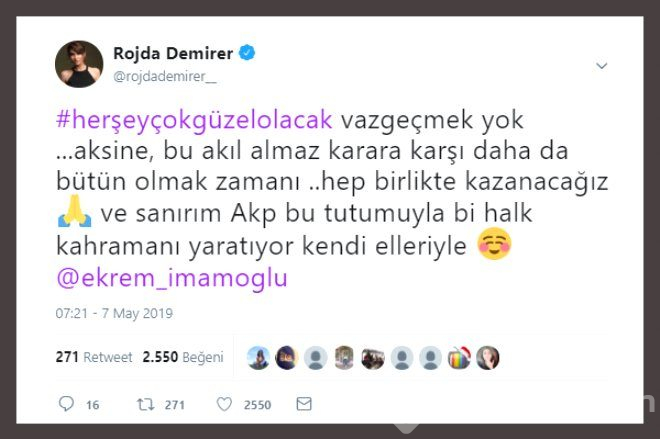 Twitter'da Ünlülerden, Ekrem İmamoğlu'na Tam Destek!