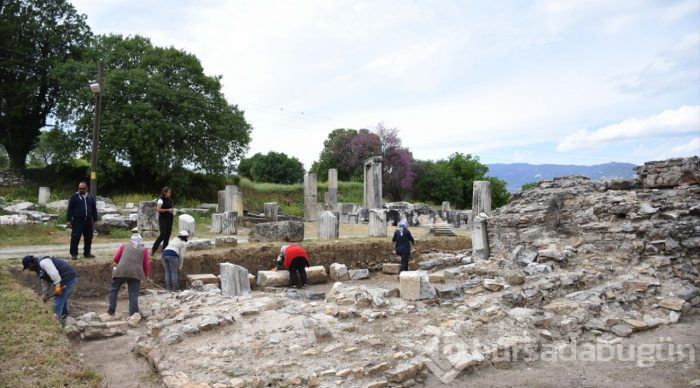Lagina'nın sütunları ayağa kaldırılıyor
