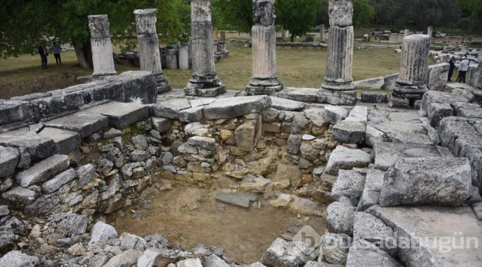 Lagina'nın sütunları ayağa kaldırılıyor
