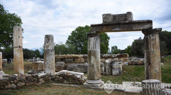 Lagina'nın sütunları ayağa kaldırılıyor
