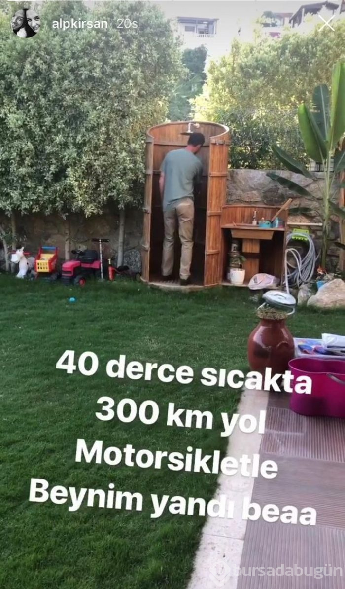 Alp Kırşan sıcağa dayanamadı kıyafetleriyle duşa girdi 