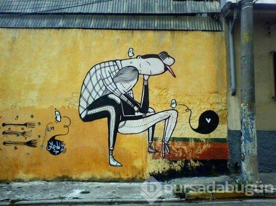 Bu da 'romantik' sokak sanatı
