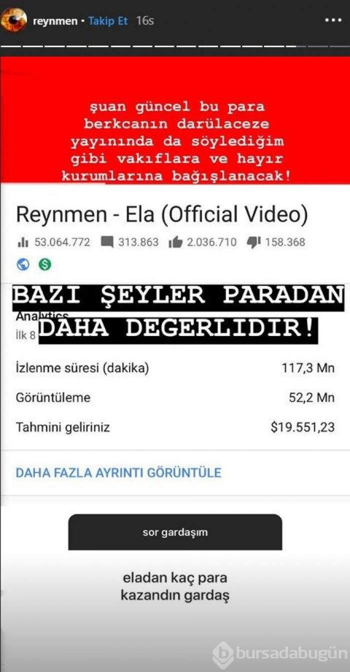 Reynmen Ela şarkısından ne kadar para kazandı?