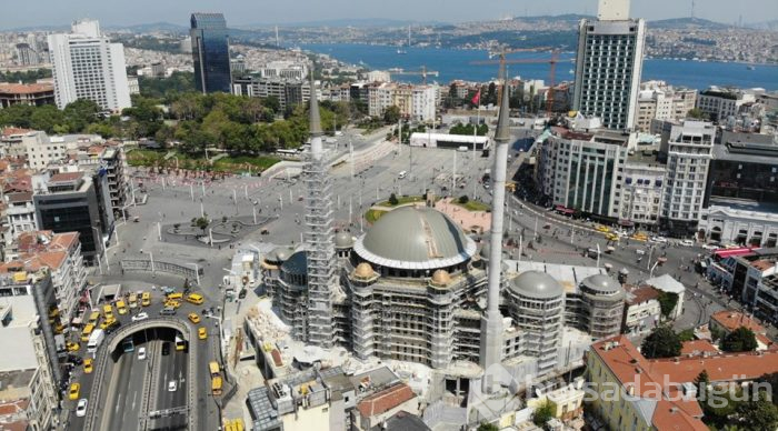 Taksim Camii'nin son hali havadan görüntülendi