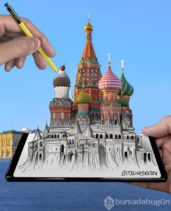 Seyahat fotoğraflarını eğlenceli çizimleriyle birleştiriyor (CityLiveSketch projesi)