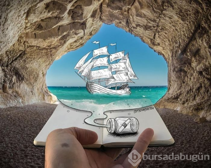 Seyahat fotoğraflarını eğlenceli çizimleriyle birleştiriyor (CityLiveSketch projesi)