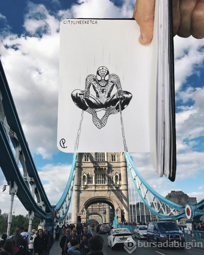Seyahat fotoğraflarını eğlenceli çizimleriyle birleştiriyor (CityLiveSketch projesi)