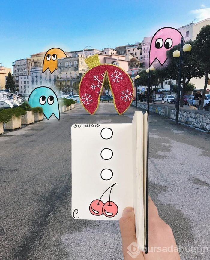 Seyahat fotoğraflarını eğlenceli çizimleriyle birleştiriyor (CityLiveSketch projesi)