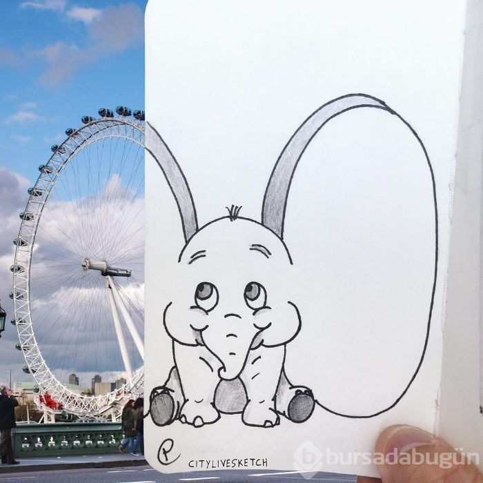 Seyahat fotoğraflarını eğlenceli çizimleriyle birleştiriyor (CityLiveSketch projesi)