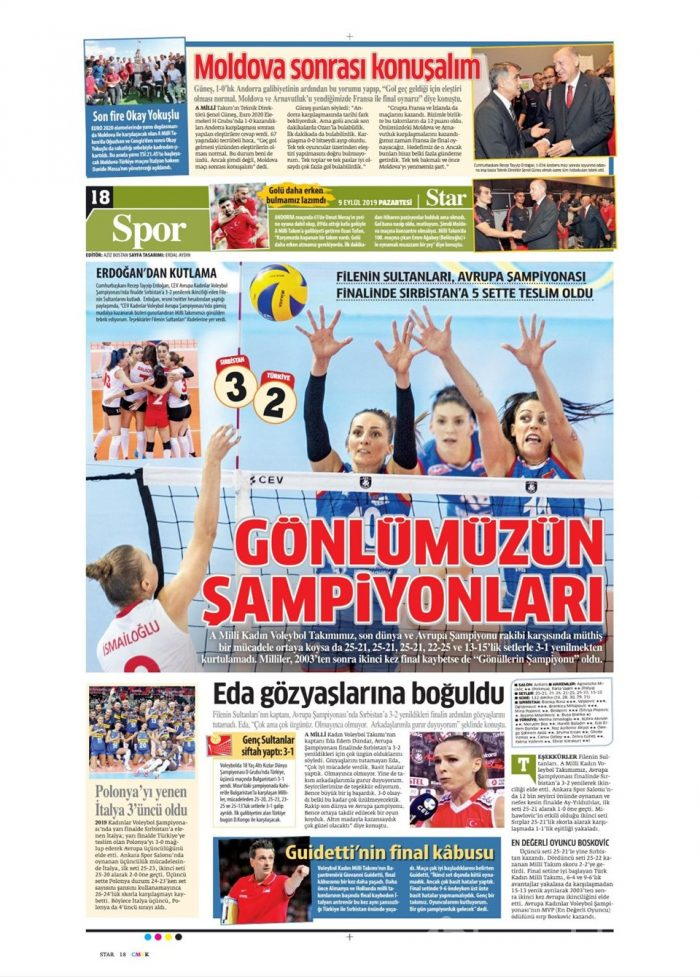 Günün spor manşetleri (09 Eylül 2019)