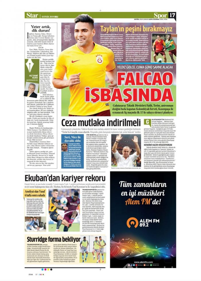 Günün spor manşetleri (10 Eylül 2019)