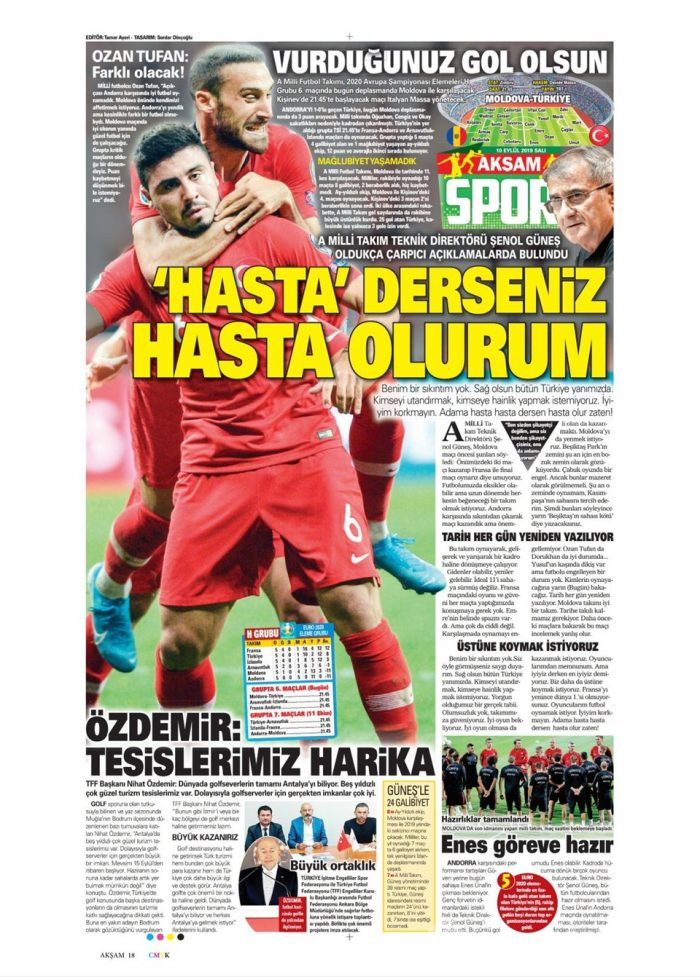 Günün spor manşetleri (10 Eylül 2019)