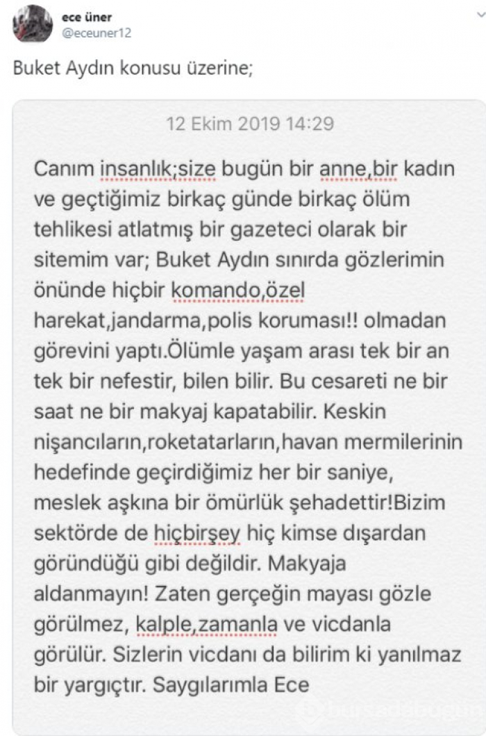 Buket Aydın'a Ece Üner'den destek mesajı!