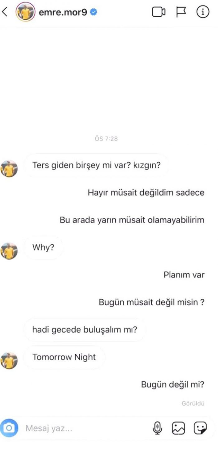 Merve Taşkın, Emre Mor'un mesajlarını ifşa etti