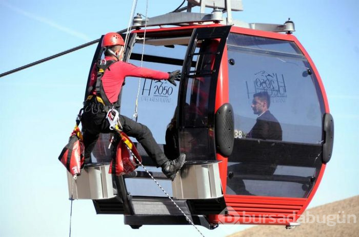 Teleferikte kurtarma tatbikatı!