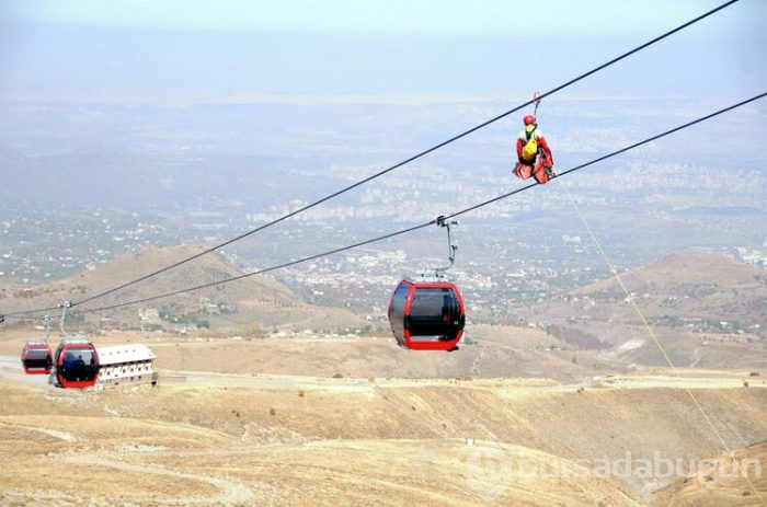 Teleferikte kurtarma tatbikatı!