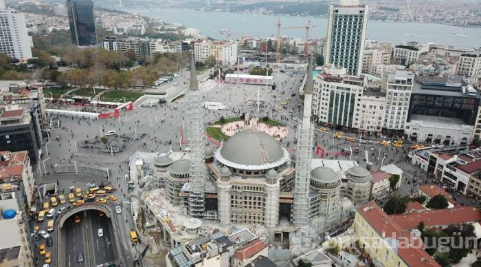 Taksim Cami inşaatındaki son durum havadan fotoğraflandı