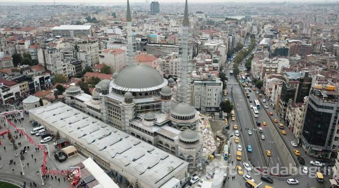 Taksim Cami inşaatındaki son durum havadan fotoğraflandı